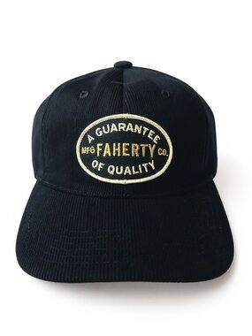 Faherty Corduroy Cap Hat Navy Patch Logo Adjustable NWT